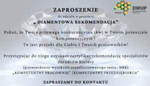 Diamentowa Rekomendacja, certyfikat, loga, diament, tekst